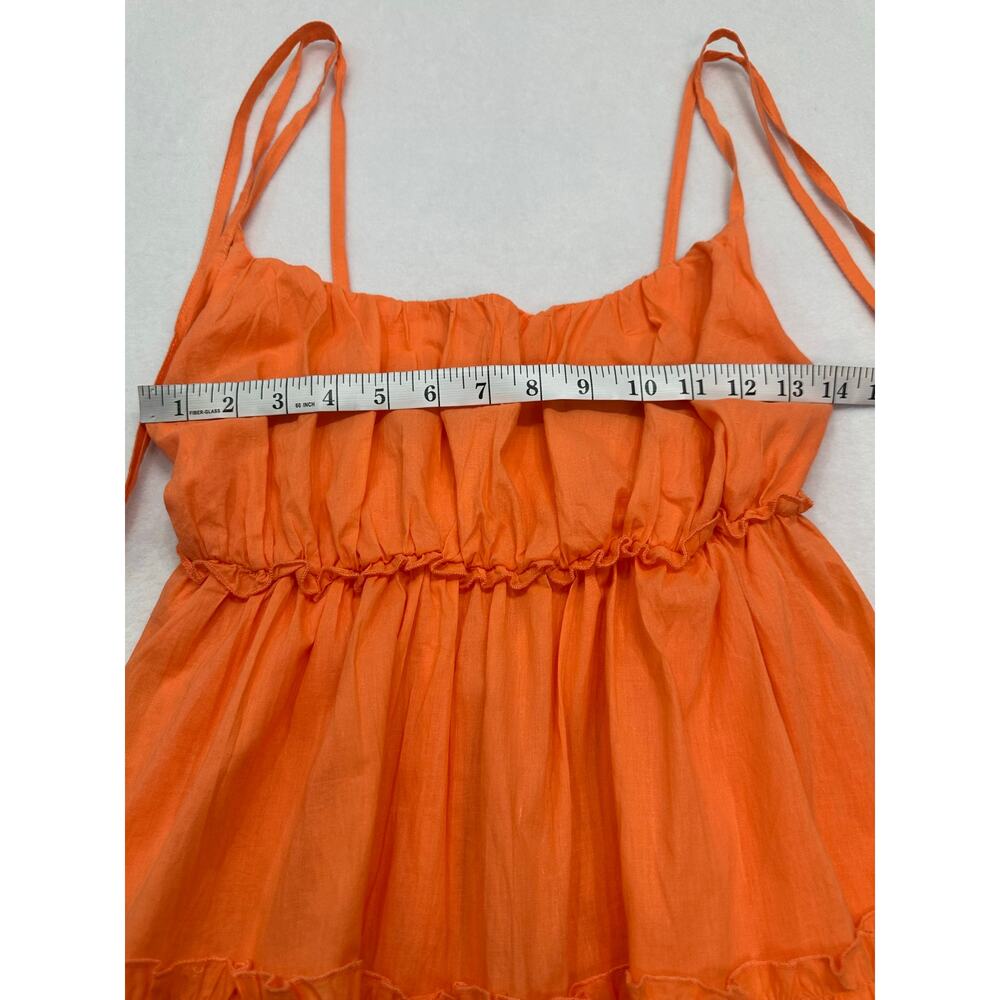 NWT Miss Ord Orange Tiered Ruffle Mini Dress Adjustable Tie Straps Size XS - Picture 10 of 11